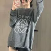 Designer Fashion Top Brand Chaopai Ny koreansk version 2022 Roewe Premium Needle Long Sleeve Round Neck Sweater Grey Heather Jacquard Fashion Versatile Loewees