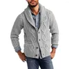 Maglioni da uomo Autunno / Inverno Capispalla in maglia stile europeo-USA Uomo / Gioventù Maglione cardigan tascabile monopetto in acrilico con risvolto solido