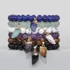 Strand Natural Stone Liten Knife Pendant Beads Armband Lapis Lazuli Amethyst Tiger Eye Charm Bangles For Men Women Energy Yoga Jewelry