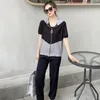 Calças femininas de duas peças Lounge Wear Tracksuit Mulheres Conjuntos Jogging Vetement Femme 2023 Verão Ternos Soltos Chandal Mujer Y482