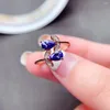 Cluster Ringen Mode Zilveren Tanzanite Ring Voor Jong Meisje 4mm 6mm VVS Grade Natuurlijke 925 Tanznaite Sieraden