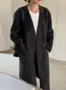 Mulheres misturas ewq decote em v manga longa duplo breasted elegante grandes bolsos casaco de pele de cordeiro outerwear jaqueta 2023 outono inverno 16u6060 231123