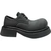 Unisex derbies ayakkabılar erkek ve kadınlar moda büyük yuvarlak ayak parmağı kalın tabanları, alçak topuklu ayakkabılar