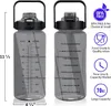 Butelki z wodą pół galonowa butelka wody z rękawem 64 uncji 2000 ml motywacyjna butelka wody ze słomkowym znacznikiem czasu do picia 231122