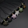 Pendant Necklaces Natural Stone Winding Star Necklace Rose Quartz Green Aventurine Jewelry For Making DIY Accessories Gifts