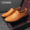 Dress Shoes CHNMR-S Big Size Shoes For Men genuine leather Slip-on Comfortable Trending Products black England Style 231123