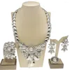 Collana Orecchini Set Gioielli da donna Bracciale con anello placcato in oro Accessori moda per la Nigeria H00211