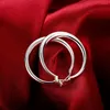 Hoop Earrings 3.4cm Big Solid Circles High Quality Silver Plated De Prata Brinco Women's Fashion Jewelry