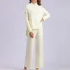 Women's Two Piece Pants Women Ribbed Knit Tops & Trouser Suit Casual Sweater Straight Leg Loose Cozy Comfy Loungewear