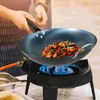 Pans Wok Deep Frying Pan Japanese-style Chinese Cookware Accessories Wood Kitchen Supply Griddle