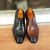 Chaussures habillées Chaussures habillées italiennes plates pour hommes de luxe en cuir véritable marque à la main qualité bout carré lacets chaussures sociales de fête d'affaires 231122