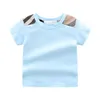 Sommar ny modemärke stil barn kläder pojkar och flickor kortärmad bomull randig topp t-shirt210v