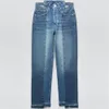 Women's Jeans COS LRIS spring women's casual asymmetrical decorative denim fabric midrise straight ankle jeans 9863058 230422