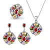 Collier boucles d'oreilles ensemble classique mode couleur argent coloré mystique cristal pendentif bague bijoux pour femmes anniversaire mariage