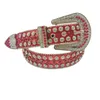 57% Designer New Red Shiny Ball Diamond Embedding Punk Skull Head Sequin Men's and Women's Pant Belt