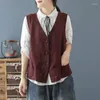 Kvinnors västar linne Vest Casual ärmlös Cardigans Jacka Löst och tunn toppkricka för kvinnor