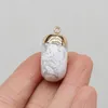 ペンダントネックレス天然石長方形Adzuki Bean Filletゴールドメッキエッジペンダントジュエリーを作るDIYネックレスイヤリングを作る