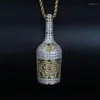 Pendentif Colliers Glacé Bouteille De Vin Collier Avec Chaîne Arrivée Zircon Mens Mode Hip Hop Bijoux