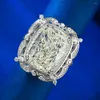 Anéis de cluster loja 925 prata esterlina esmagada corte 10/14 mm g cor laboratório safira pedra preciosa casamento noivado mulheres anel jóias