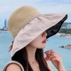 Chapéus largos da borda Mulheres de verão Chapéu UV Protection arco arco macio praia dobrável praia externa tampa sólida cor panamá ca j1z7