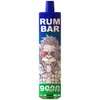 Engångsregistret Rum bar 9000 puffs frakt från europeiska lager Vape penna luftflöde puff 9k 2% 5% uppladdningsbart batteri 18 ml 17 smaker