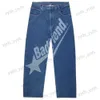 Jeans da uomo Streetwear Y2k Jeans Uomo Hip Hop Badfriend Lettera Stampa grafica Vintage Jeans larghi blu Pantaloni denim Nuovi pantaloni larghi Harajuku T231123