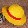 Bereliler japon animesi Cosplay Hasır Şapkalar Tek Parça Luffy Şapka Karikatür Kap Sevimli Düz Renk Unisex Kapaklar Nefes Şapkalı Plaj