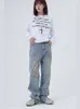 Damenjeans Tawaaiw American Retro Pentagram Straight Femme Blue Denim Hose Autumn Spring Boyfriend For Y2k 230422