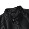 Vestes pour hommes Veste en cuir à la mode Hommes Col montant à manches longues Fermeture à glissière Poche Mode Manteau Street Moto Vêtements Chaud Mâle Vente