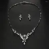 Ketting oorbellen Sliver kristal kubieke zirkonia blad bruids kettingen vrouwen bruiloft accessoires elegante strass choker