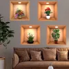 벽 스티커 창조적 인 시뮬레이션 꽃 녹색 식물 화분 화 된 3D 거실 학습 사무실 방수 장식 홈 230422