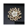 Pins Brooches Crystal Snowflake Brooch Pins Diamond Pearl Cor Scarf Dress Suit Buckle For Women Fashion Jewelry Drop Delivery Dhsgd