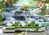 Tapety niestandardowe 3D Tapeta Po Waterfall Flowing Water Park Krajobraz Malowanie ściany tła