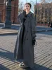 Женские тренчи, корейские свободные большие размеры, X-длинное женское пальто, двубортный женский плащ с поясом, ветровка, верхняя одежда, весна-осень