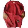 Erkek Sweaters 2023 Moda Külot Ekstra Büyük Yama Tasarım Örme Süveter Kış Koreli Harajuku Street Gömlek