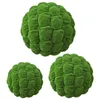 Décorations de jardin 3 pcs mousse décorative artificielle 10cm boules de bol en verre plastique planteur remplissage vert