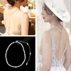 Korean Romance Imitation Pearl Clavicle Chain Necklace Back Chain For Women Sexy Long Tassel Pendant Body Chain Wedding Accessory