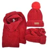 Écharpes Wraps Trois pièces tricotées chapeaux écharpe gants ensemble enfants chapeau PomPon automne hiver chaud mitaine garçon casquette Beanie ensembles de mode enfants casquettes 231123