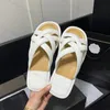 2023 New Sandals Slides white Fuchsia cross straps Designer Platform Sandals flip flops bread Rubber Sole Beach slippers sandals flat shoes