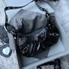 New Family Le Cagole Motorcycle Three in One Pleated Crescent Cow Leather Underarm Single Shoulder Crossbody Women's Bag Handbag Motorcycle Bag Half Moon Backbody