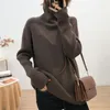 Turtle Neck Womens Autumn and Winter Retro Wear Korean Lazy Loose Pullover Pit Bottom tröja Western-stil topp