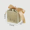 Embrulhe as caixas de doces de bowknot europeias favorecem o casamento de bolsa de embalagem dourada de mão doce