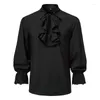 Men's Casual Shirts Vintage 70s Frill Ruffle Dress Shirt For Men Costume Top Punk Retro Tee Silk Cravat Halloween