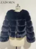 Womens Fur Faux Zadorin Long Sleeve Artificial Fox Coat Winter Fashion Thick Warm Clothing 231122