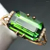 Cluster ringen fijne sieraden echt puur 18 K goud natuurlijke groene toermalijn edelstenen 3.6ct diamanten mannelijke trouwman's