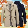 Męskie okopy płaszcze jesienne i zimowe męskie wiatrówki długa kurtka czysta bawełniana okopa płaszcza swobodny wiosenny garnitur mody Blazer Ubranie 231123
