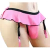 Underpants Men Sexy Sissy Ruffled Decor Briefs T-back Low Rise Thongs Suspender Sock Clip Underwear Big Pouch U Convex Erotic G-string