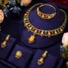 Halsbandörhängen Set Siscathy Nigerian African Bride Wedding Jewelry for Women Fashion Coral Zircon Crystal Party Accessories