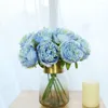 Fleurs décoratives Home Decor Bouquet Hortensia Florals Faux Fleur Artificielle Pivoine 5 Têtes