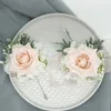 Другие модные аксессуары Pink Artifical Boutonniere Flowers Flowers Florst Corsage Подружка невесты брак жених Свадебные аксессуары J230422